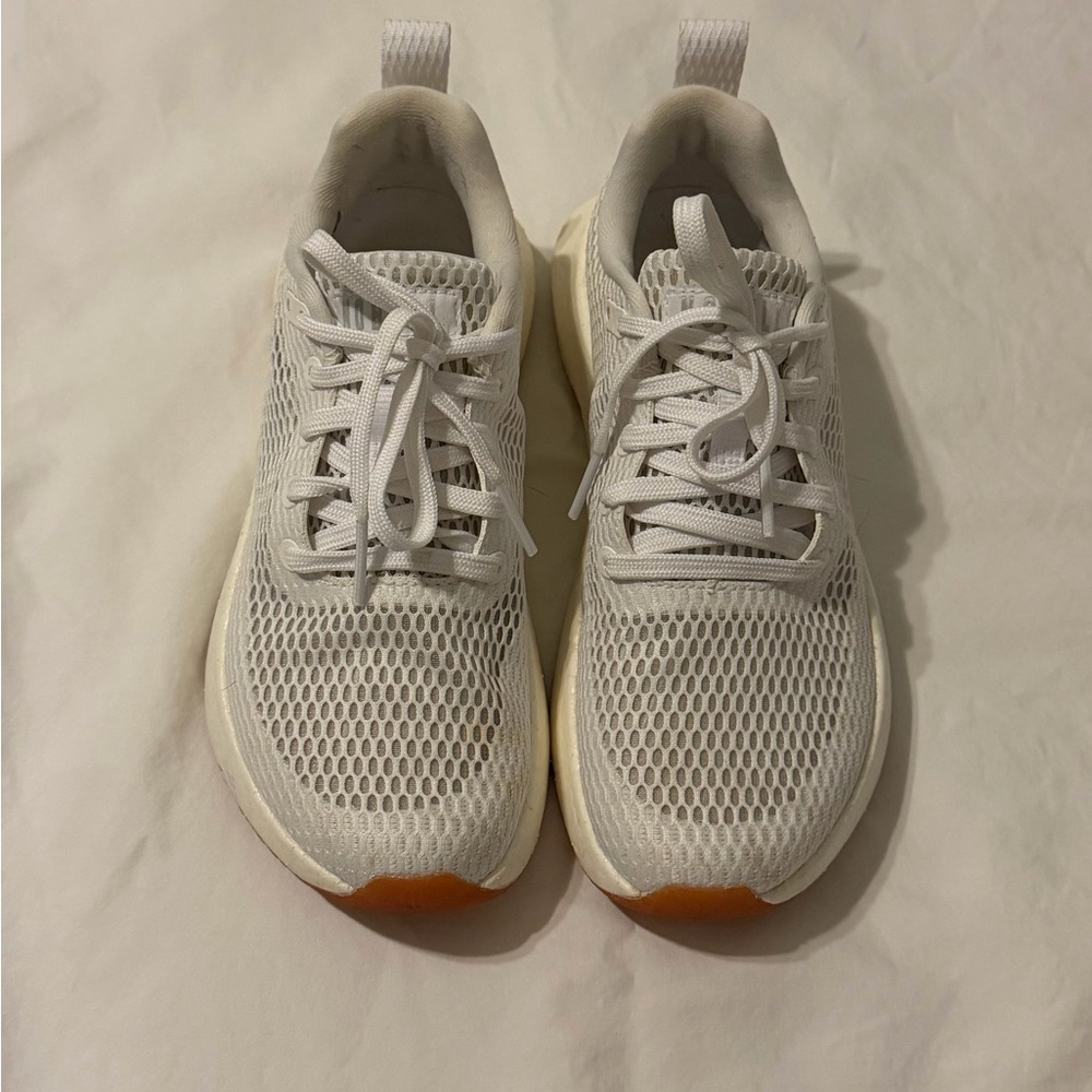 NoBull White Mesh Athletic Sneakers with Orange Toe Accent